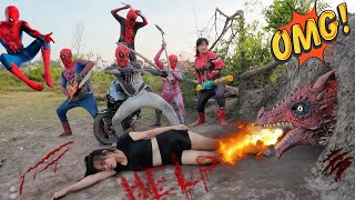 The brave SpiderMan squad uses all heavy weapons to confront the ferocious fire dragon [upl. by Teteak]