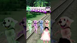 Puppy dogs danse on railway track stop the high speed trainshortsfeedviralvideo [upl. by Haldis]