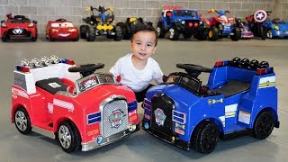 Chase Police Car VS Marshall Fire Engine Paw Patrol Kids Ride On Car Fun With Ckn Toys [upl. by Yorick]