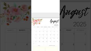 Floral Printable Calendar 2025 12 Month With Notes Option [upl. by Jorry321]