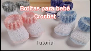 Botitas para bebé en crochet paso a paso  0 a 3 meses [upl. by Jariv]