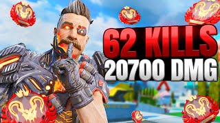 Fuse 62 Kills and 20700 Damage Gameplay Wins  Apex Legends No Commentary [upl. by Nellir]