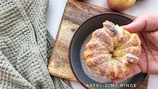 Apfel Zimt Ringe im Blätterteig Apfeltasche Blätterteig Apfelringe RezeptApfel Cronutsapfelringe [upl. by Juan]