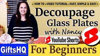 How to Decoupage Glass Plates Super Quick Guide YouTubeShorts [upl. by Ahsiuqel918]