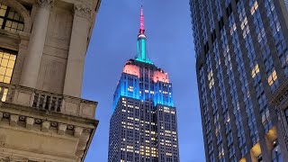 Olympic Rings Colors Empire State Building Celebrate Paris Summer Olympics 2024 [upl. by Cozmo84]