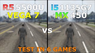 i51135G7 MX450 vs Ryzen 5 5500U Vega 7 Gaming Test  2021 [upl. by Porte]