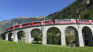 Switzerland Bernina Railway Circular Viaduct Brusio [upl. by Voltmer]