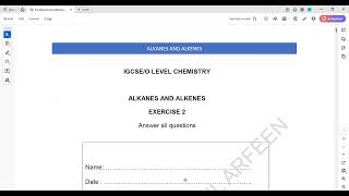 Exercise 2 Alkanes and Alkenes Structure 4 to 6 Cambridge IGCSE O level Chemistry Lesson 65 part e [upl. by Asor]