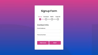 Multi Step Form with Step Progress Bar in HTML CSS amp JavaScript Part 1 [upl. by Sholley]