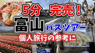 【富山観光】大人気バスツアー 個人旅行の参考に 富山の絶景 あさひ舟川、日本のベニス内川、富山名物白海老と飲み放題の夕食付 宇奈月温泉・延対寺荘 [upl. by Anul]