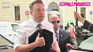 Elon Musk Arrives For Lunch With Heavy Security At Tullio Restaurant in Rome Italy [upl. by Nagar]