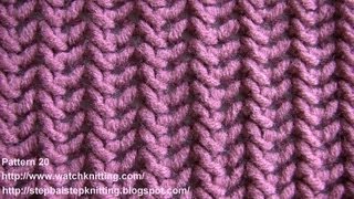 Herringbone Stitch  Free Knitting Patterns  Stitch 20 [upl. by Eemia]