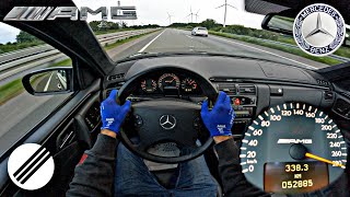 MercedesBenz E55 AMG W210 TOP SPEED DRIVE ON GERMAN AUTOBAHN 🏎 [upl. by Hoeg]