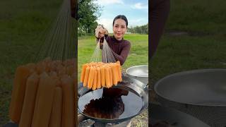 Hotdog crispy with noodle cook recipe shortvideo shorts cooking food recipe [upl. by Enicul257]