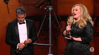 Adele Adkins and Paul Epworths quotSkyfallquot Wins Best Original Song  85th Oscars 2013 [upl. by Osterhus]