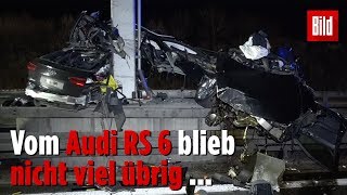 560PSAudi schleudert gegen Mast Fahrer sofort tot [upl. by Aillimat]