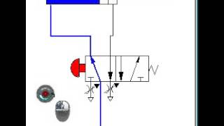 using a 5 2 valve to drive a double acting cylinder with individual exhaust [upl. by Aryam]