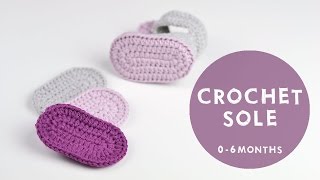 Very Easy Tutorial For Crochet Bootie Sole  Croby Patterns [upl. by Howlond]