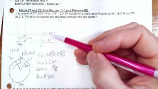 Mercator Sailing  Solve for Course and Distance [upl. by Docila]