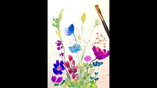 Blumen blau Aquarell Blüten einfach für Anfänger Aquarell malen leicht Tutorial Aquarellzeichnung [upl. by Elrem]