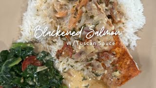 Blackened Salmon wTuscan white sauce homecookingisthebest dinnerrecipe salmon [upl. by Cirala]