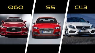 Infiniti Q60 Red Sport vs Audi S5 Coupe vs Mercedes AMG C43 Coupe [upl. by Neddy]