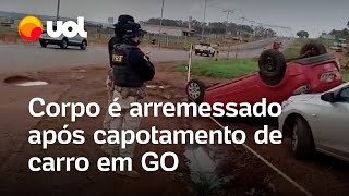 Corpo escondido em carro é arremessado após veículo capotar em Rio Verde GO homem foi preso [upl. by Egbert]