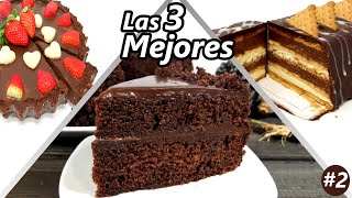 3 RECETAS FÁCILES de TARTAS de CHOCOLATE súper RICAS 😍🎂😋 Las 3 MEJORES  2  Paso a paso [upl. by Burtie53]