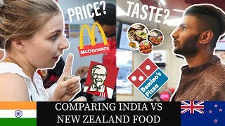 Food Comparison Vlog India vs New Zealand II KFC Dominos Indian Restaurant McDonalds [upl. by Saimon]