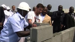 GabonMessi participe à la pose de la première pierre dun stade [upl. by Payne457]