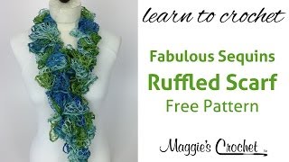 30 Minute Easy Ruffled Scarf with Mary Maxim Fabulous Sequins Yarn  Right Handed [upl. by Anilem883]