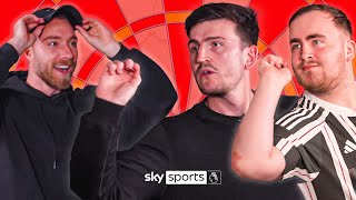 Maguire and Eriksen TAKE ON Littler in darts challenge 👀🎯 [upl. by Clausen]