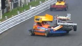 Brisca F1 stock car 515 Frankie Wainman Jnr rollover 070422 Hednesford [upl. by Finley]