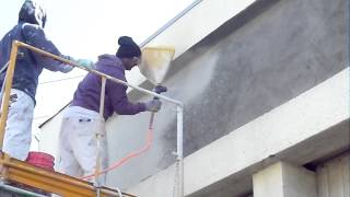 EZ Tex SprayAll Spraying Stucco Color Coat [upl. by Amerd]