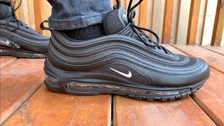 Nike Air Max 97 Black and white unboxing and on foot review [upl. by Laitselec]