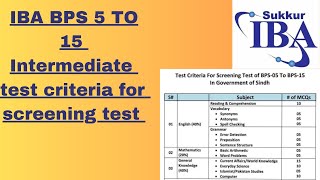 IBA BPS 5 to 15 intermediate and matriculation test update IBA intermediate test update [upl. by Candace]