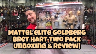 WWE Mattel Elite Goldberg Bret Hart Two Pack Unboxing amp Review [upl. by Laura]