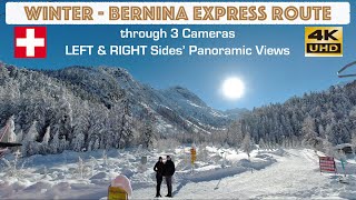 The Bernina Express Route Switzerland • Train Journey • Panoramic 4K Video [upl. by Ardnuahsal619]