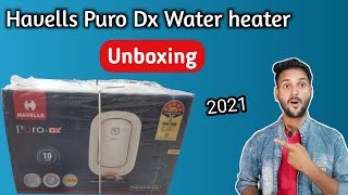 Havells Puro Dx water heater unboxing  Havells 10 liter water heater review [upl. by Freddi226]