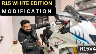 Yamaha R15 V4 White Modification ll R15 v4 Modified ll In Surat [upl. by Leola]