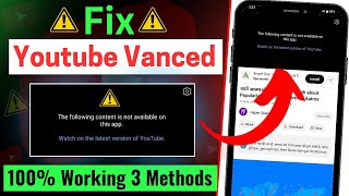 Youtube vanced not working  How To Fix Youtube Vanced not Working Problem  Youtube no working [upl. by Rusticus]