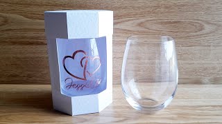 SVG file to cut a presentation box for stemless wine glass  hidden gift space through Design Space [upl. by Charbonneau]