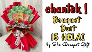 Tutorial money bouquet ll Cara buat bouquet duit ll buket uang [upl. by Aihsercal]