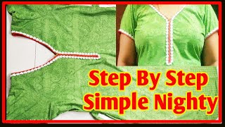 How to stitch Nightie  Nightie Nighty cutting and Stitching [upl. by Ecnarual]