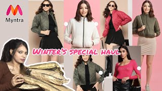 Myntra winter jacket haul  winter wear haul  puffer amp padded jacket full sleeve top haul [upl. by Ruthann]