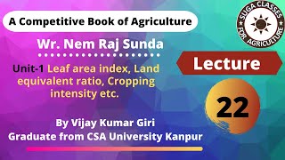 Leaf area index Cropping intensity Harvesting index cropping pattern cropping system etc lecture 22 [upl. by Odlonyer558]