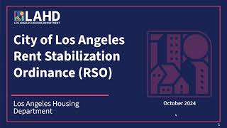 Overview of the Rent Stabilization Ordinance [upl. by Aihsatsan]