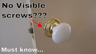 Remove door handle  knob without screws visible 2 [upl. by Yasmine590]