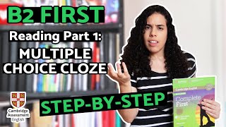 B2 FIRST READING PART 1  MULTIPLE CHOICE CLOZE  Tips on how to score well [upl. by Orgell]