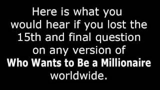 Millionaire Final Question Wrong Cue  Epic Fail [upl. by Leftwich]